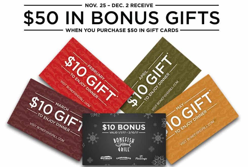 Bonefish Grill Buy 50 Gift Card Get 50 In Bonus Gifts Swaggrabber